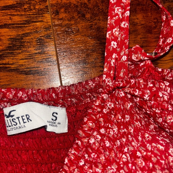 Hollister Red Floral Sundress Smocked Bodice Women’s High-Low Flowy Maxi Dress - Picture 5 of 8